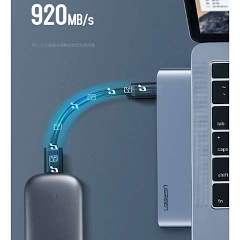 ადაპტერი UGREEN CM251 (60559) Dual USB-C to HDMI+ 3 USB 3.0 + Type C female + PD Converter Gray for MacBook
