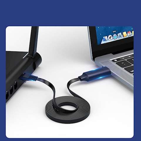 USB-C კაბელი UGREEN CM204 (80186) USB-C to RJ45 Console Cable Debug 1.5M (Black)