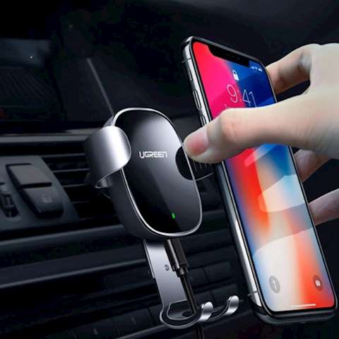 უსადენო დამტენი + ტელეფონის სამაგრი მანქანისთვის UGREEN CD157 (50583) Wireless Car Charger Gravity Drive Phone Holder Acrylic 7.5W (Black)