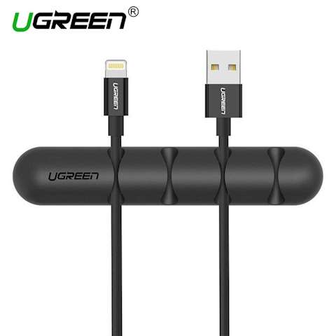 კაბელების მენეჯერი UGREEN LP114 Cable organizer 2 Pack silicone usb cable winder flexible cable control cable with clips holder for mouse headphones (Black)