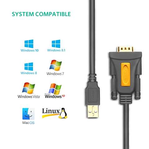 ადაპტერი UGREEN CR104 (20222) USB to DB9 RS-232 Adapter Cable 2m