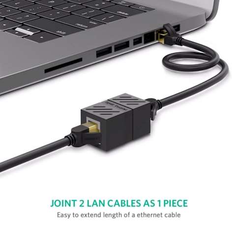 ქსელის კაბელის გადასაბმელი UGREEN NW114 (20390) RJ45 Cat7 / 6 / 5e Ethernet Adapter 8P8C Network Extender Extension Cable for Ethernet Female Cable (Black)