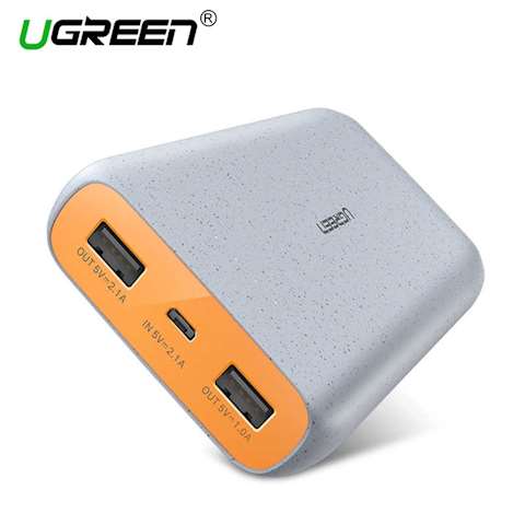 პორტატული დამტენი UGREEN PB107 (40969) 10000mAh Power Bank 2x USB-A + Micro USB (Gray)
