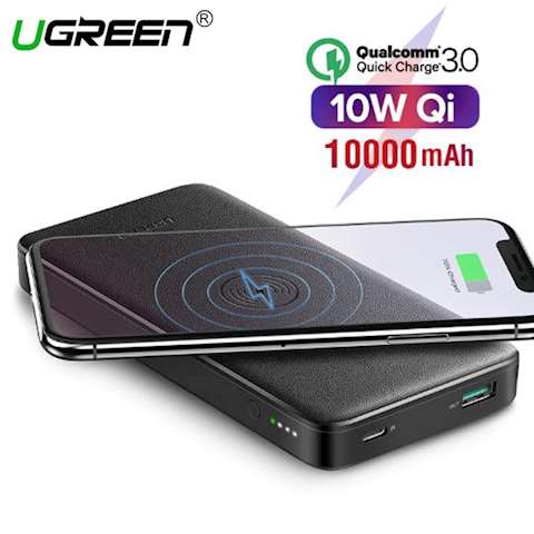 პორტატული სწრაფი დამტენი UGREEN PB124 (50578) 10000mAh Power Bank with Wireless Charging Pad (Black)