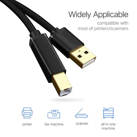 პრინტერის კაბლი UGREEN US135 USB 2.0 AM to BM print cable 1.5M