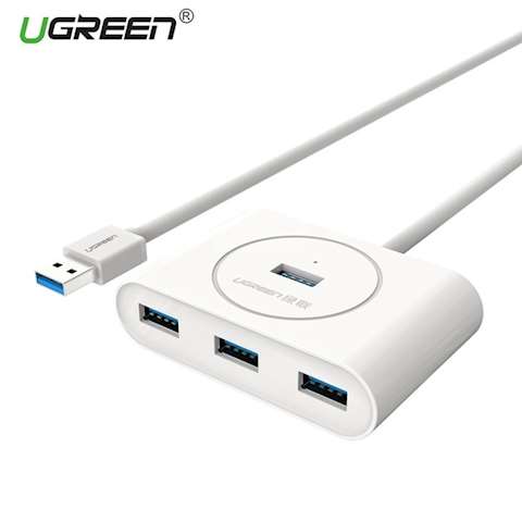 USB ჰაბი UGREEN CR113 NEW USB 3.0 4 Ports Hub with 2.0 OTG White 1M