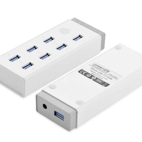 USB ჰაბი UGREEN CR116 7 Ports 3.0 USB HUB Power adapter White 20647