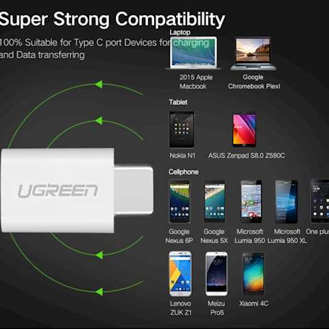 ადაპტორი UGREEN US157 USB 3.1 Type-C to Micro USB Adapter ABS case White Type C to Micro USB Adapter OTG Type-C Converter for Macbook One Plus 6 Type usb-C Adapter for LG G5 Xiaomi