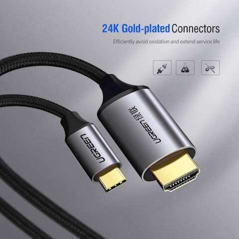 HDMI კაბელი Ugreen MM142 USB C HDMI Cable Type C to HDMI 1.5M Thunderbolt 3 for MacBook Samsung Galaxy S9 / S8 Huawei Mate 10 Pro P20 USB-C HDMI Adapter Type C to HDMI Cable 1.5M
