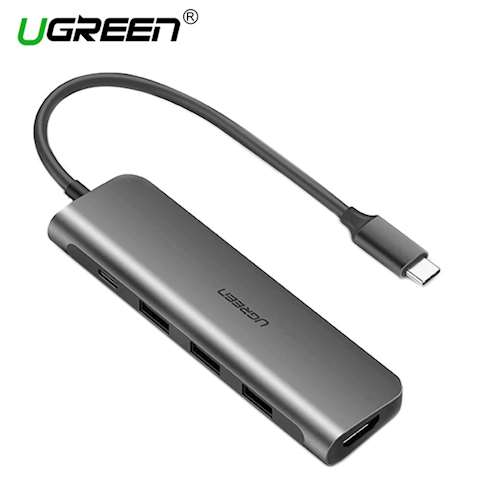 ადაპტერი UGREEN CM136 USB Type C to HDMI + USB 3.0*3 + PD Power Converter