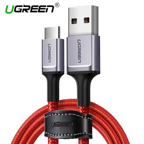 USB კაბელი UGREEN US292 USB 2.0 A to Type C Cable Nickel Plating Aluminum Braid 1m (Black)