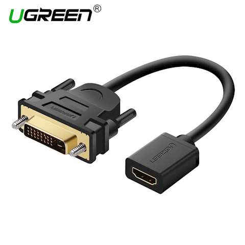 ადაპტერი UGREEN 20118 DVI Male to HDMI Female Adapter Cable 22cm (Black) DVI TO HDMI