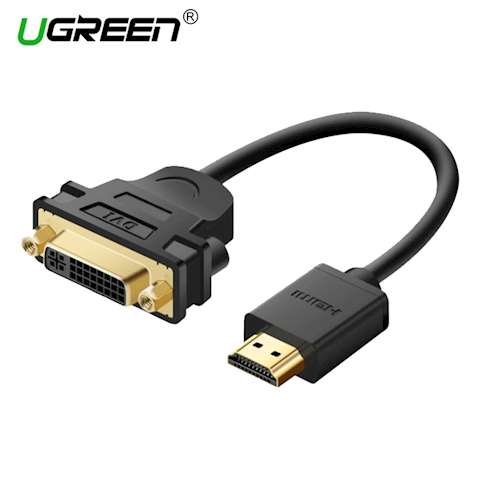ადაპტერი UGREEN 20136 HDMI Male to DVI Female Adapter Cable 22cm (Black) HDMI TO DVI