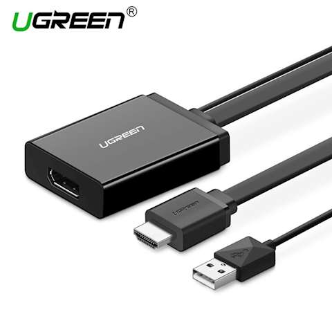 HDMI გადამყვანი UGREEN MM107 HDMI to DP Converter 0.5m (Black) + USB for power
