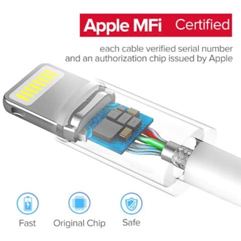 მობილურის დამტენი Ugreen USB Cable for iPhone Xs Max XR 2.4A MFi Lightning USB Fast Charging Cable for iPhone X 8 7 Mobile Phone USB Charger Cord